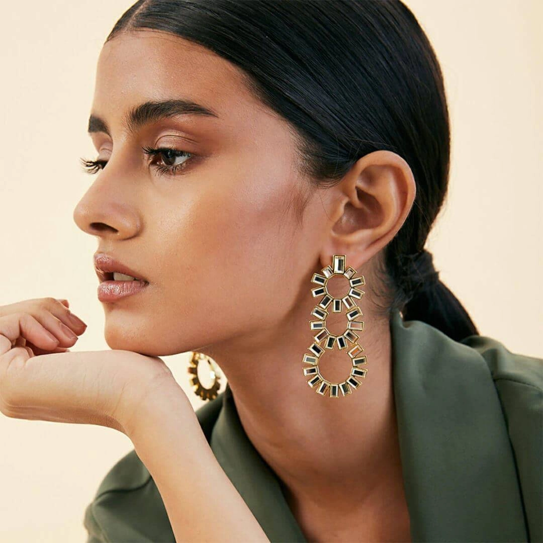 Disco Mirror Chandelier Earring