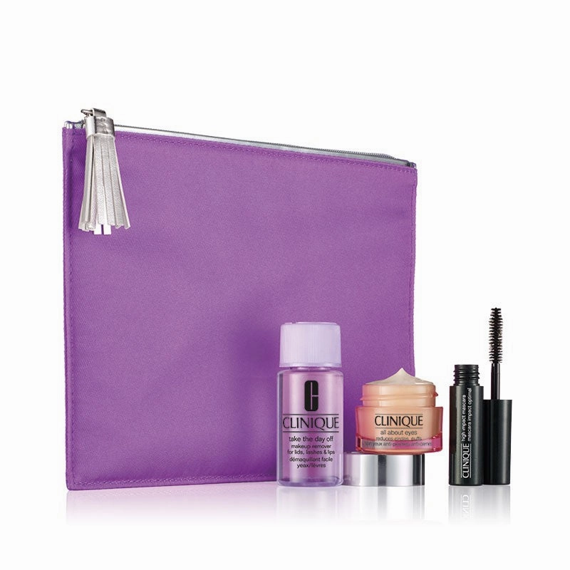 Eye Refresher Set Take The Day Off makeup remover 30ml   High Impact Mascara 3.5ml   All About Eyes eye cream 15ml   cosmetic bag