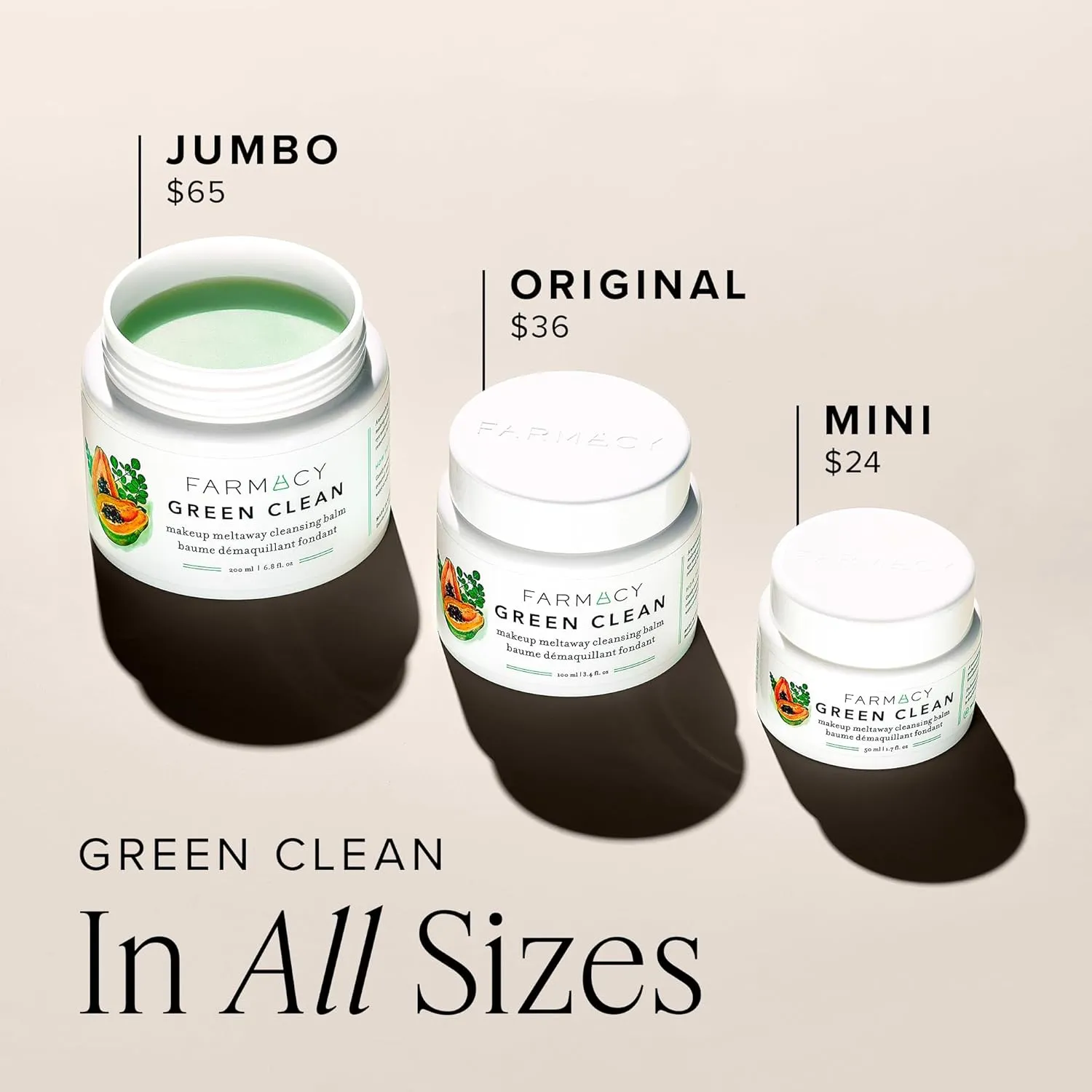 Farmacy Makeup Remover Cleansing Balm - Green Clean Waterproof Makeup Remover   Oil Based Cleanser - Gentle Exfoliating Double Cleanser - Melts From Balm to Milky Lather (50ml)