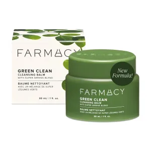 Farmacy Makeup Remover Cleansing Balm - Green Clean Waterproof Makeup Remover   Oil Based Cleanser - Newly Formulated Double Cleanser with Plant Based Waxes   Upcycled Moringa (30ml)