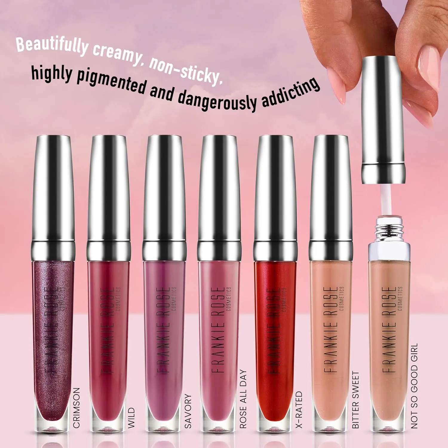Frankie Rose Cosmetics Ultra Matte Liquid Lipstick - Long Lasting Lip Cream - Highly Pigmented, Smooth, Creamy Lip Color for Women - Crimson