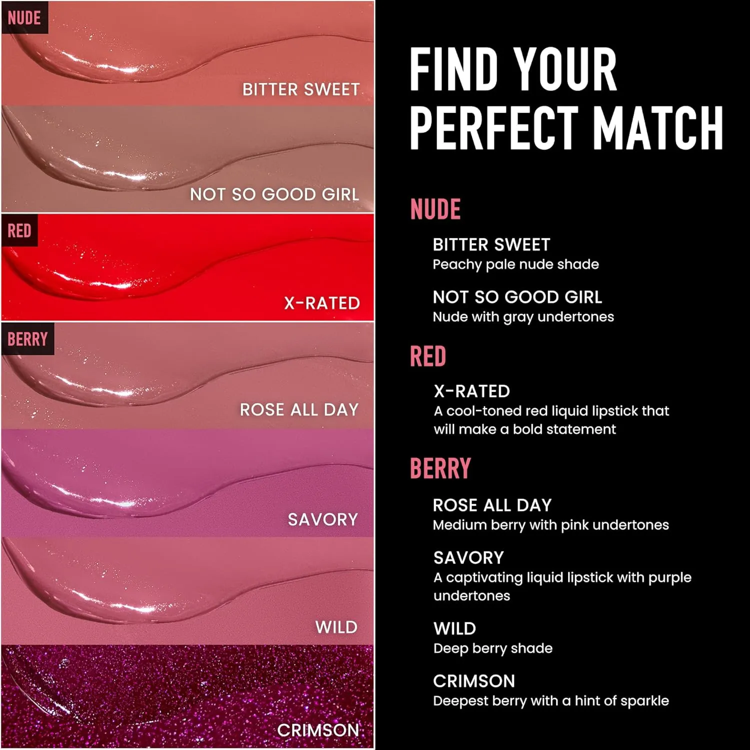 Frankie Rose Cosmetics Ultra Matte Liquid Lipstick - Long Lasting Lip Cream - Highly Pigmented, Smooth, Creamy Lip Color for Women - Crimson
