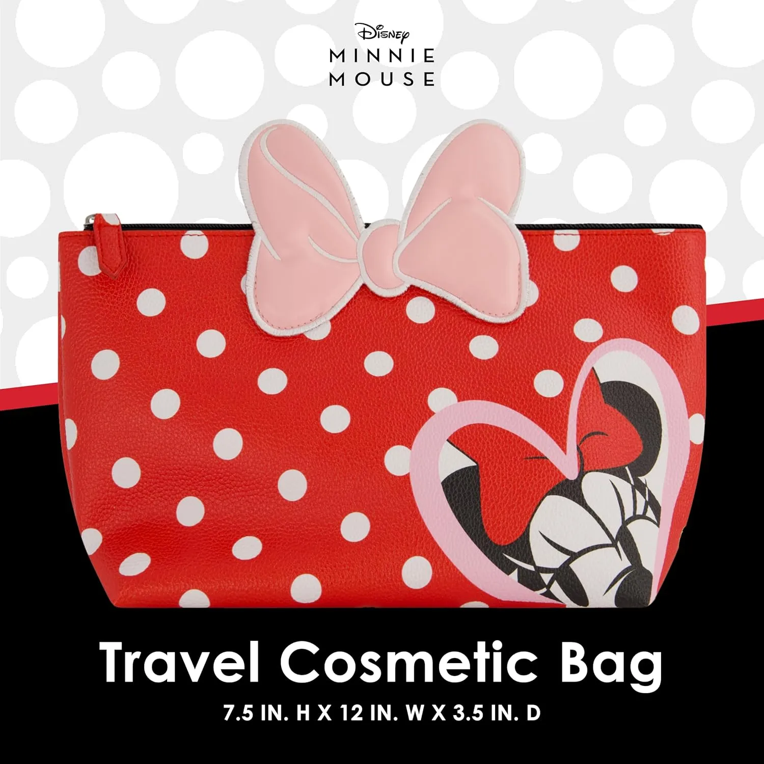 FUL Disney Minnie Mouse Women's Makeup Bag, Small Travel Cosmetic Zipper Pouch Organizer