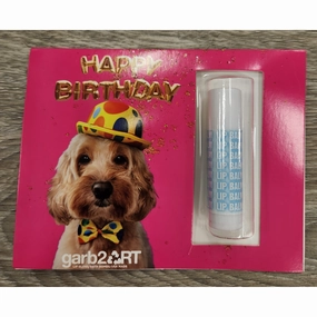 Garb2Art Happy Birthday Lip Balm Card - Dog Pink