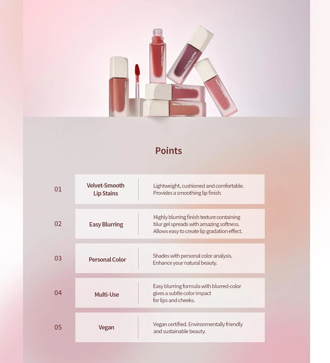 Heart Percent Dote On Mood Blurry Fog Tint, Velvety Matte Soft & Fuzzy Creamy Lightweight Vegan Lip Stains with Personal Color Analysis, #03. Peony Pink