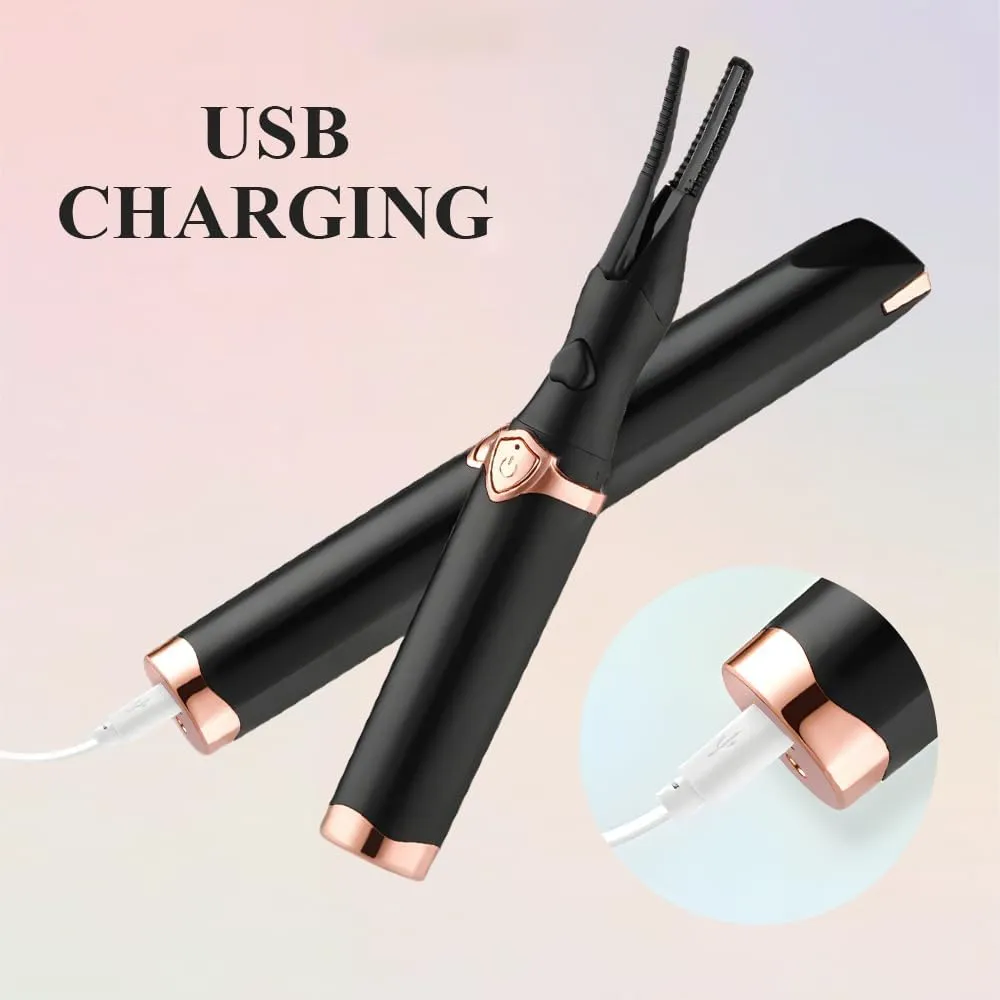 Heated Eyelash Curlers, 2025 Rechargeable Heated Eyelash Curler for Quick Heating Curling, 2 in 1 Electric Eyelash Curler for Instant Glam, Upgrade Electric Eyelash Curler with USB Cable (Black 1pcs)