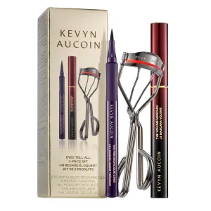 Kevyn Aucoin Eyes Tell All 3-Piece Set: Includes Professional Eyelash Curler, Volume Mascara (Full Size) & Precision Liquid Liner in Black (Full Size). Eye Defining Eyelash   Liner Trio.