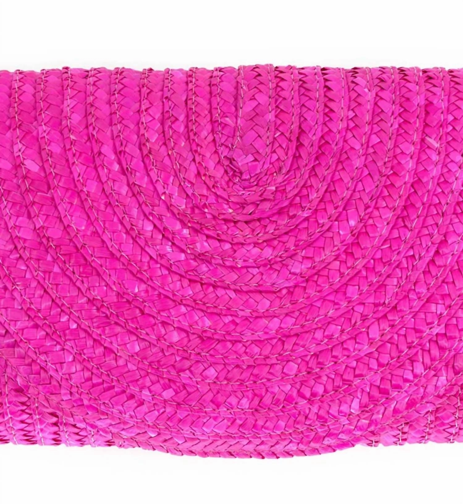 Large Straw Clutch In Fuchsia
