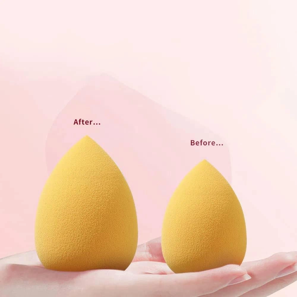 Makeup Sponge Beauty Blender Set, 4 Air Cushion Puffs with Clear Storage Case, Purple, Pink, Green, Yellow