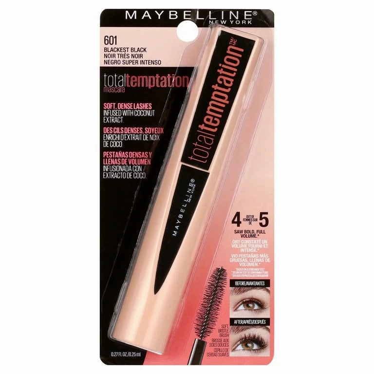 Maybelline Total Temptation Mascara Blackest Black 601 (Made in Usa)