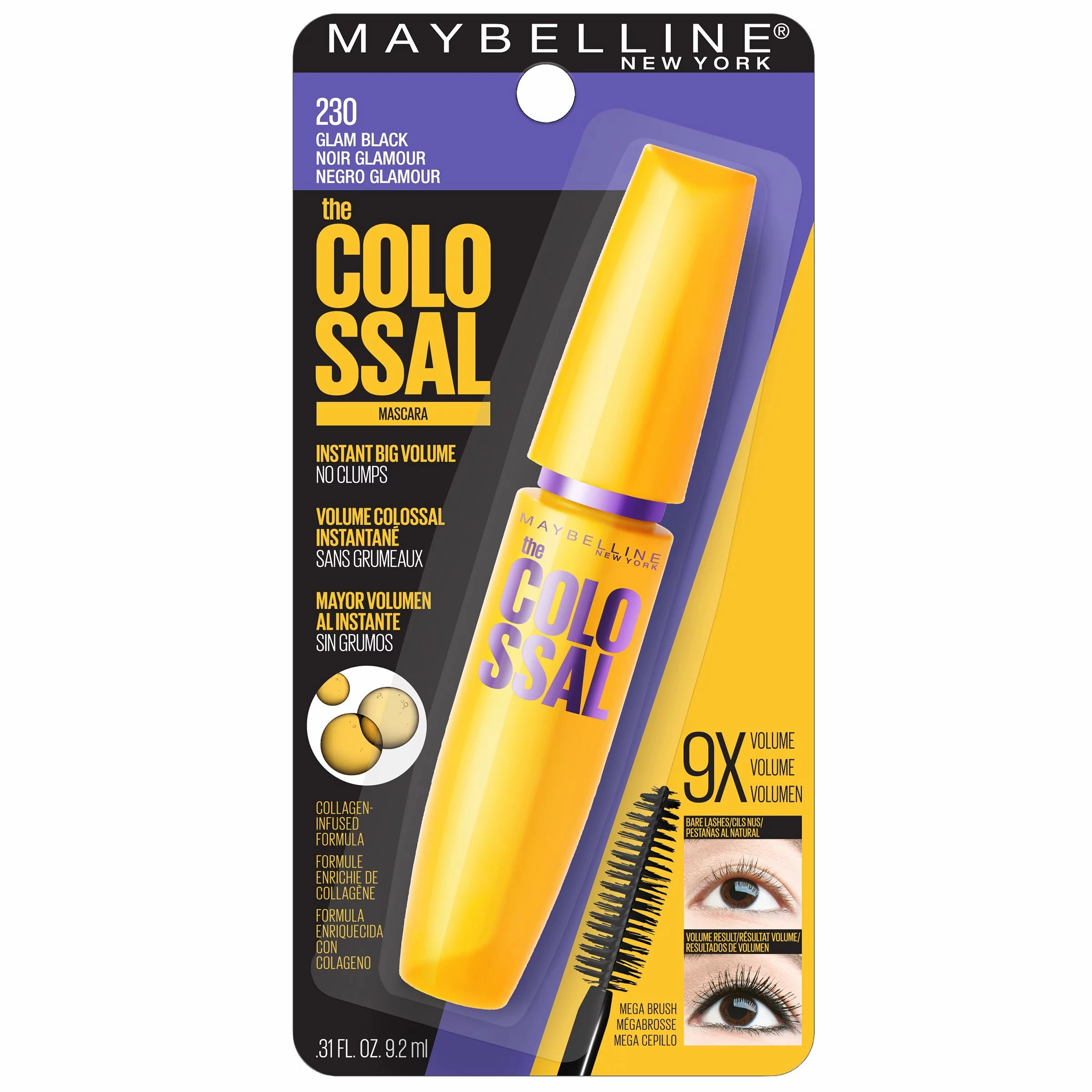 Maybelline Volum' Express The Colossal Washable Mascara, 230 Glam Black