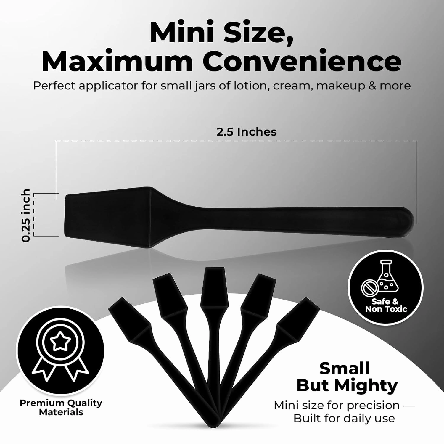 Mini Makeup Spatula (2.5”, 500 Pack) - Small Facial Spatula for Mascara, Skincare, Creams & Crafts | Eye Cream Applicator Tool for Skincare, Face Mask | Disposable Makeup Applicators | Black