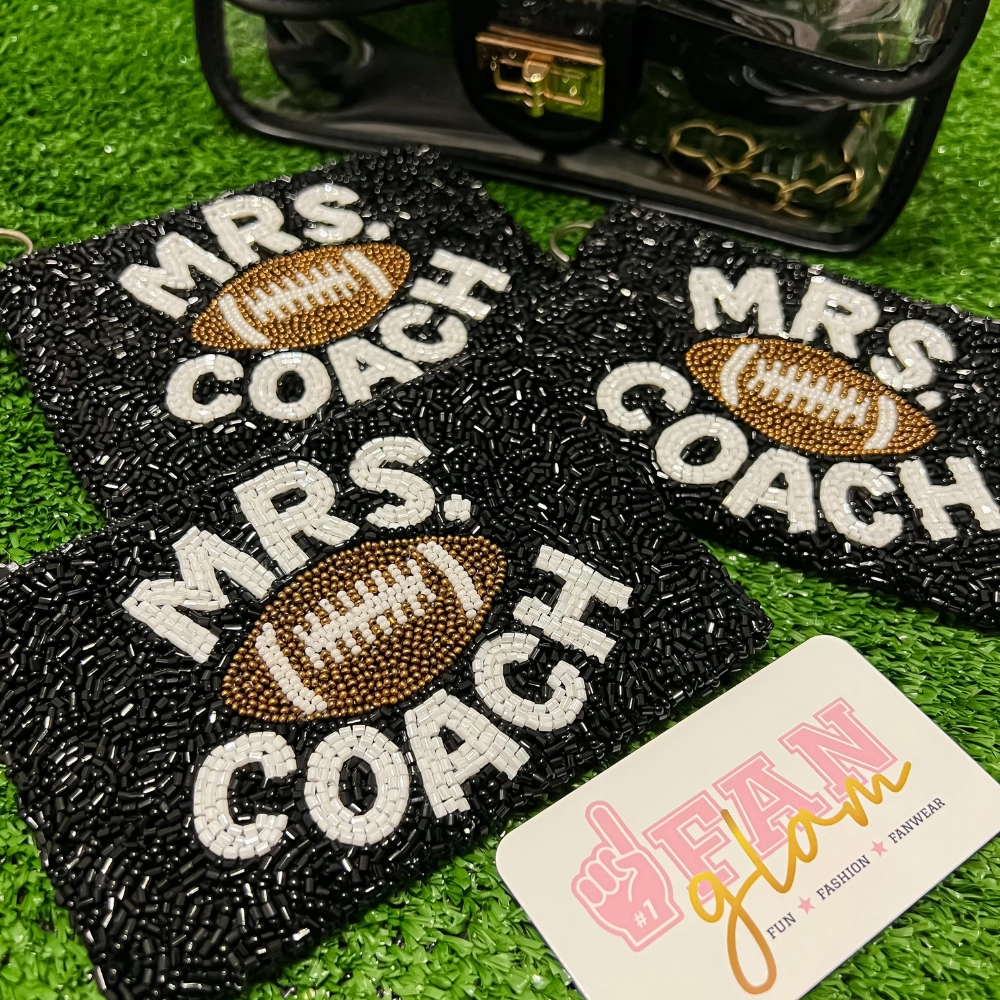 MRS. COACH CUSTOM BEADED SPORTS BALL COIN BAGS
