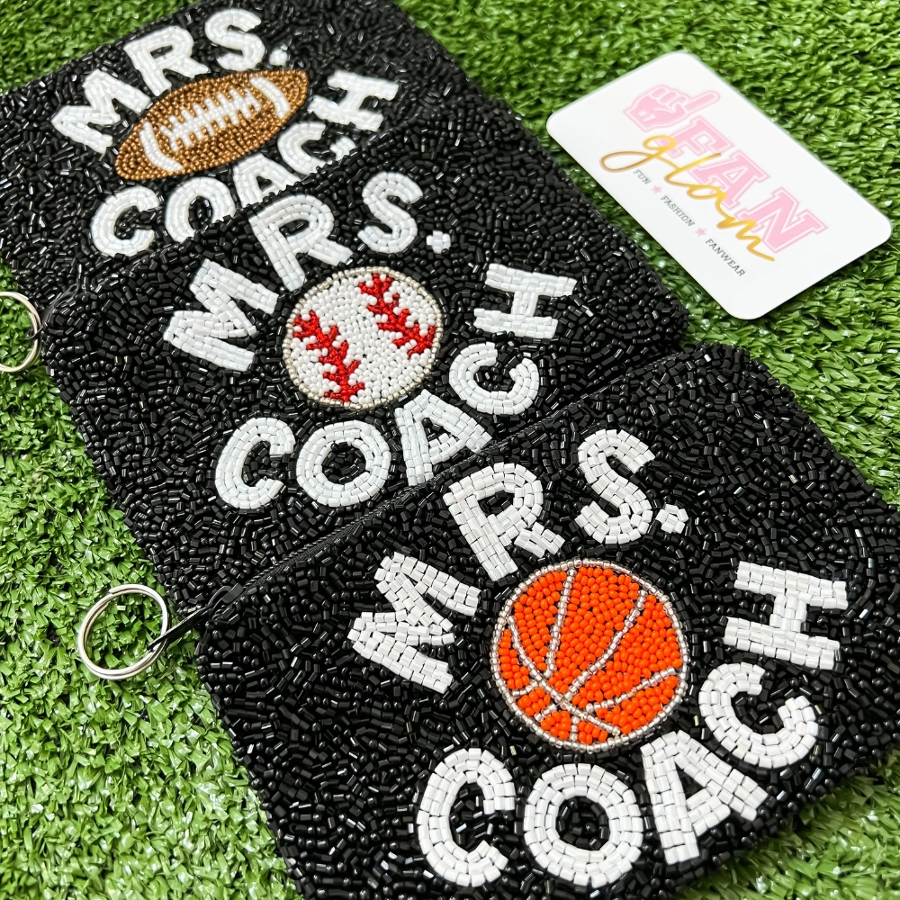 MRS. COACH CUSTOM BEADED SPORTS BALL COIN BAGS