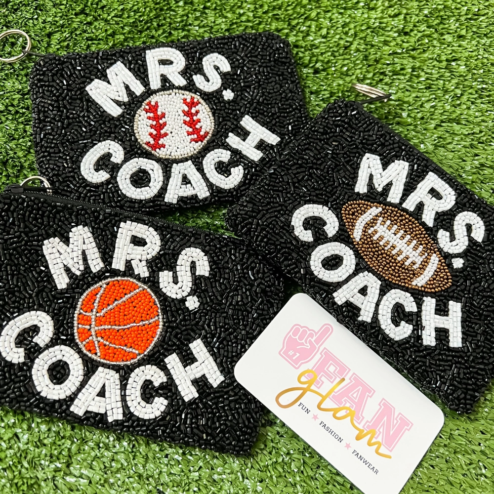 MRS. COACH CUSTOM BEADED SPORTS BALL COIN BAGS