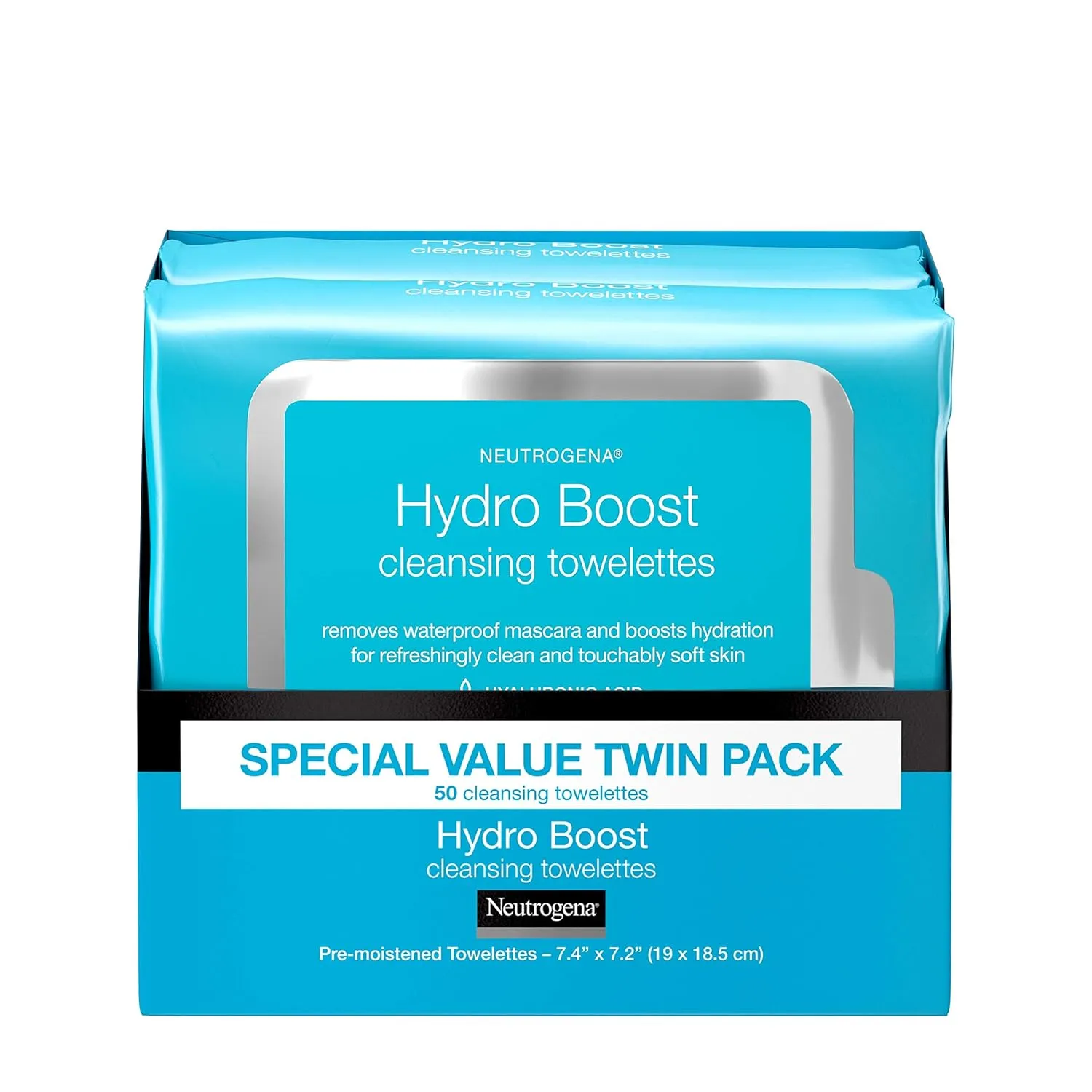 Neutrogena Neutrogena Hydroboost Facial Cleansing & Makeup Remover Wipes With Hyaluronic Acid, Twin Pack, 25 Ct, 25 count (Pack of 4)