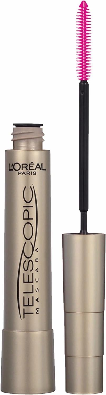 New L'Oréal Paris Telescopic Mascara, Eyelash Lengthening Mascara, Unique Non-Clumping Formula, Delivers Intense Length, For Sensitive Eyes, Blackest Black, 8 ml