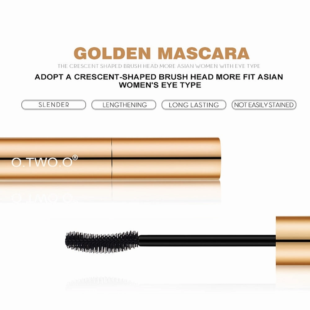 O.TWO.O 12pcs/set 3D Mascara Lengthening Black Lash Eyelash Extension Eye Lashes Brush Gold Color Mascara Makeup Kit