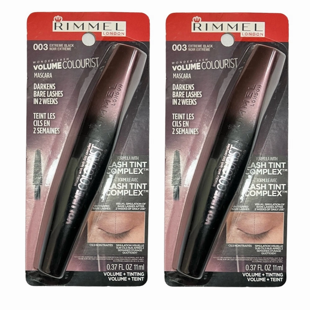 Pack of 2 Rimmel London Volume Colourist Mascara, Extreme Black 003