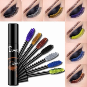 Professional 7 Colors Mascara Waterproof Fast Dry Eyelashes Curling Lengthening Makeup Eye Lashes Mascara Party Use TSLM1