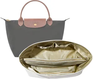 Purse Organizer Insert for Longchamp Le Pliage Handbag Ultra-light Dupont Paper tote bag Inserts Y099Khaki-Large