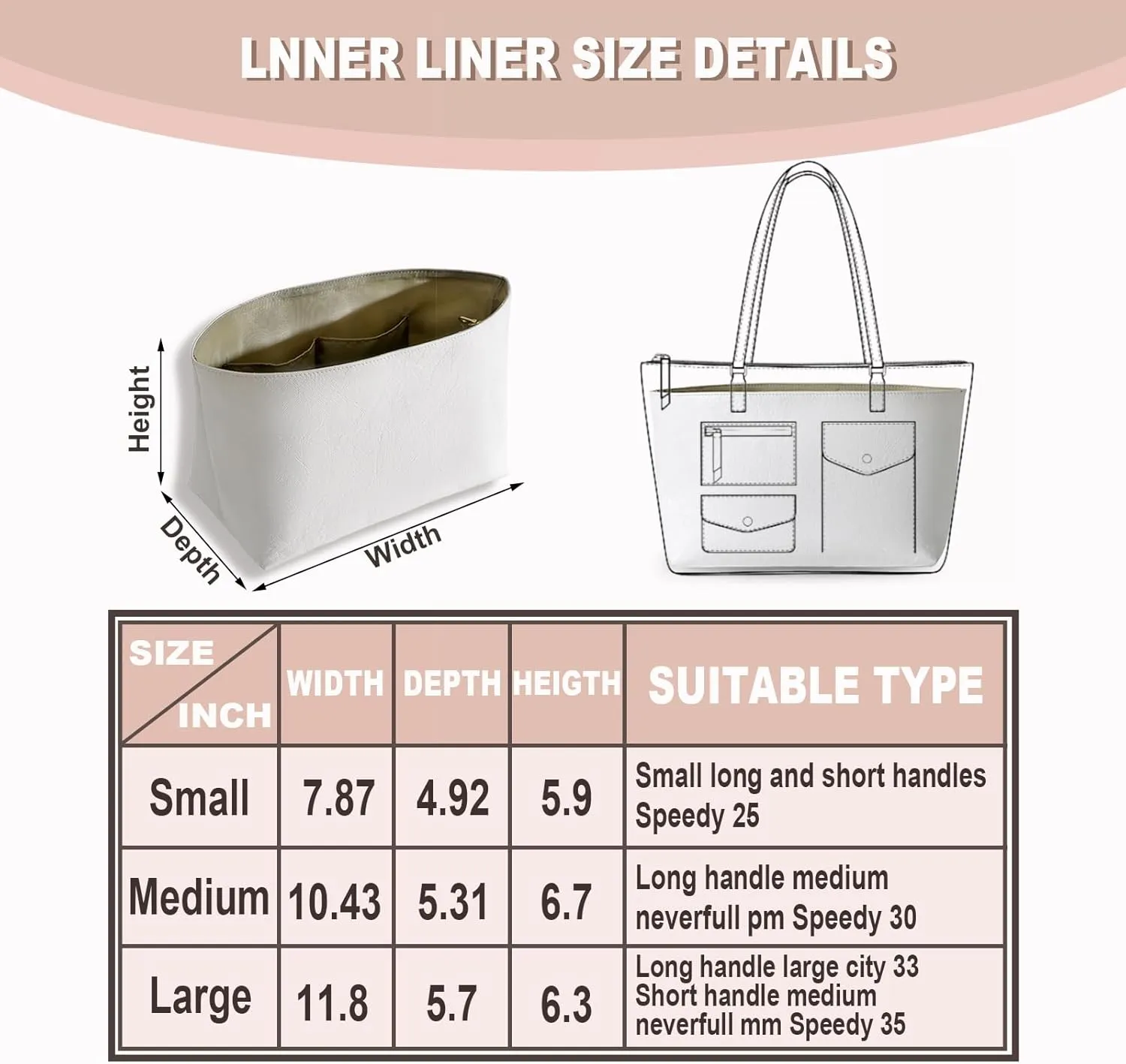 Purse Organizer Insert for Longchamp Le Pliage Handbag Ultra-light Dupont Paper tote bag Inserts Y099Khaki-Large