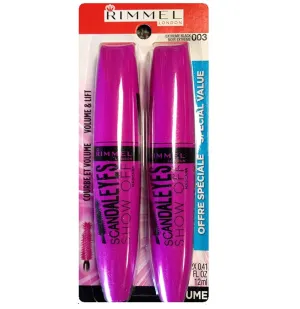 RIMMEL VALUE 2 PACK SCANDAL EYES SHOW OFF MASCARA #003 Extreme Black .41 fl.oz. EACH