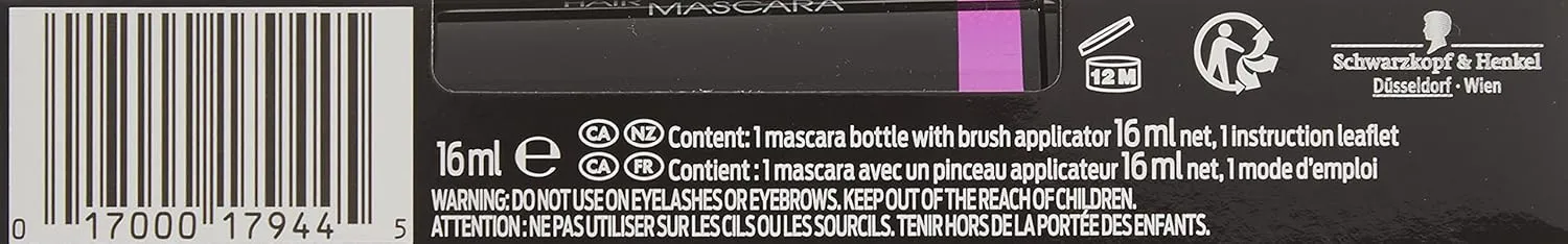 Schwarzkopf Hair Mascara, Black, 1 Tube (16ml)