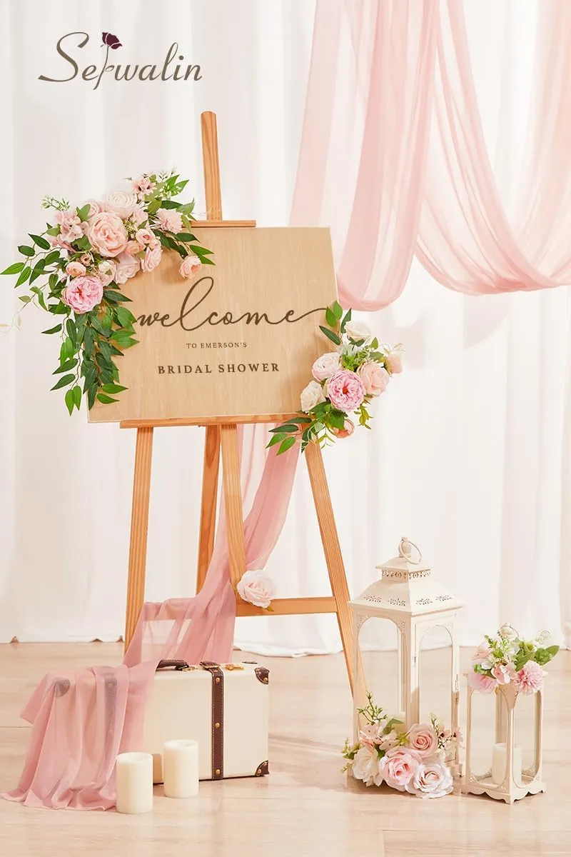 Serwalin Artificial Flowers Pink Wedding Flowers Silk Flowers with Stems Fake Cake Flowers for Wedding Bouquets Centerpieces Spring Decor Baby Shower Decoration