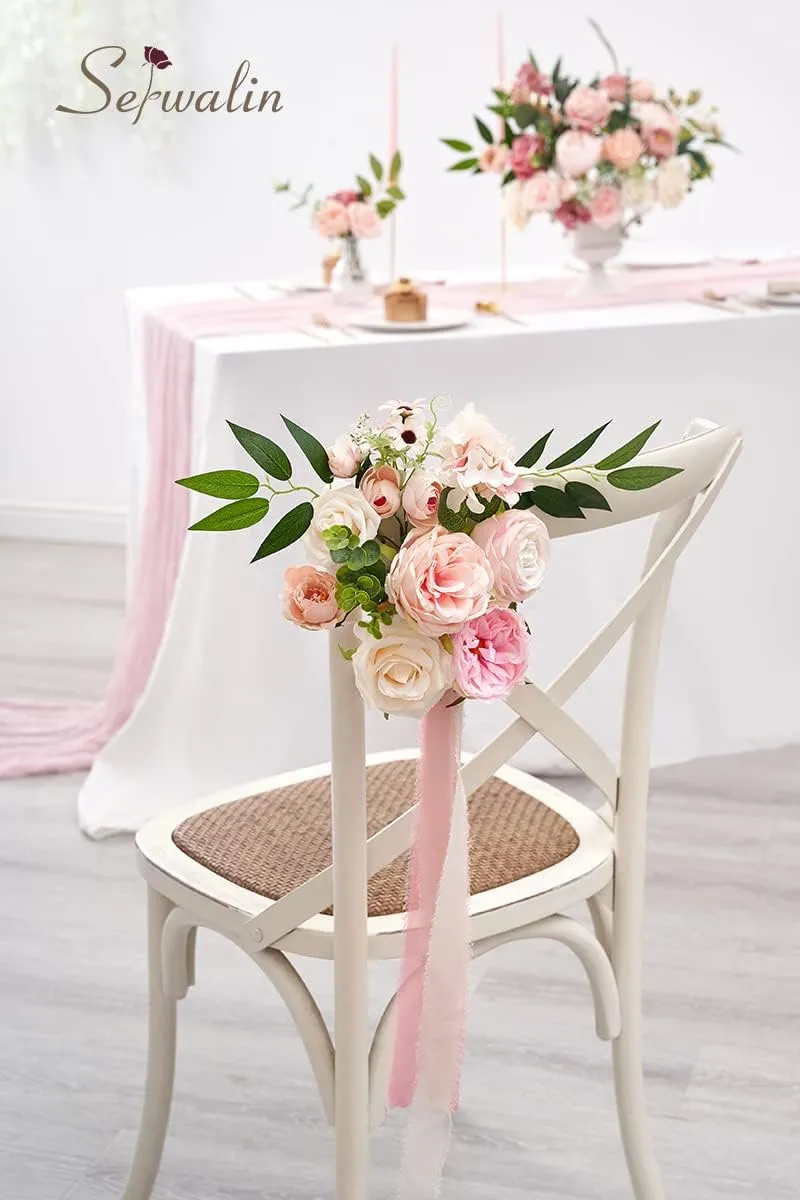 Serwalin Artificial Flowers Pink Wedding Flowers Silk Flowers with Stems Fake Cake Flowers for Wedding Bouquets Centerpieces Spring Decor Baby Shower Decoration