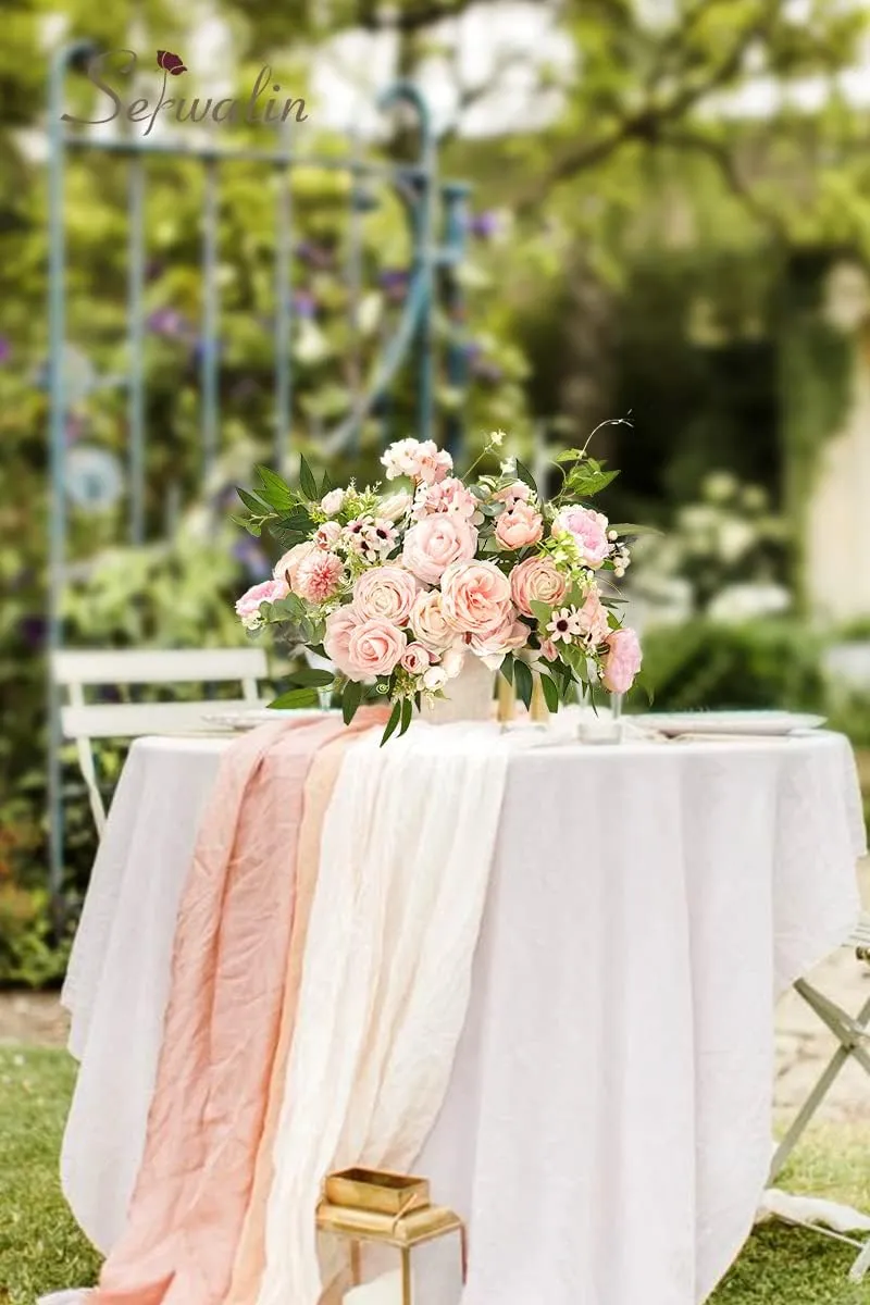 Serwalin Artificial Flowers Pink Wedding Flowers Silk Flowers with Stems Fake Cake Flowers for Wedding Bouquets Centerpieces Spring Decor Baby Shower Decoration