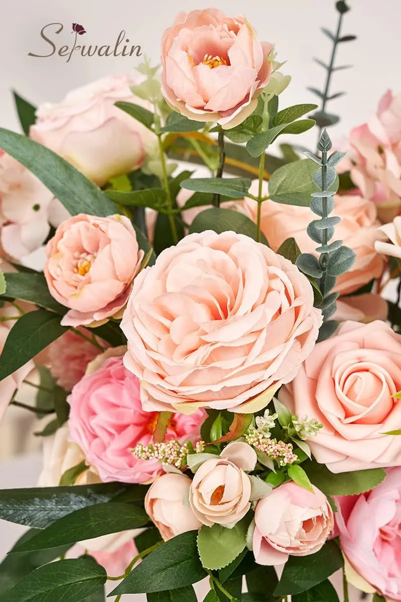 Serwalin Artificial Flowers Pink Wedding Flowers Silk Flowers with Stems Fake Cake Flowers for Wedding Bouquets Centerpieces Spring Decor Baby Shower Decoration