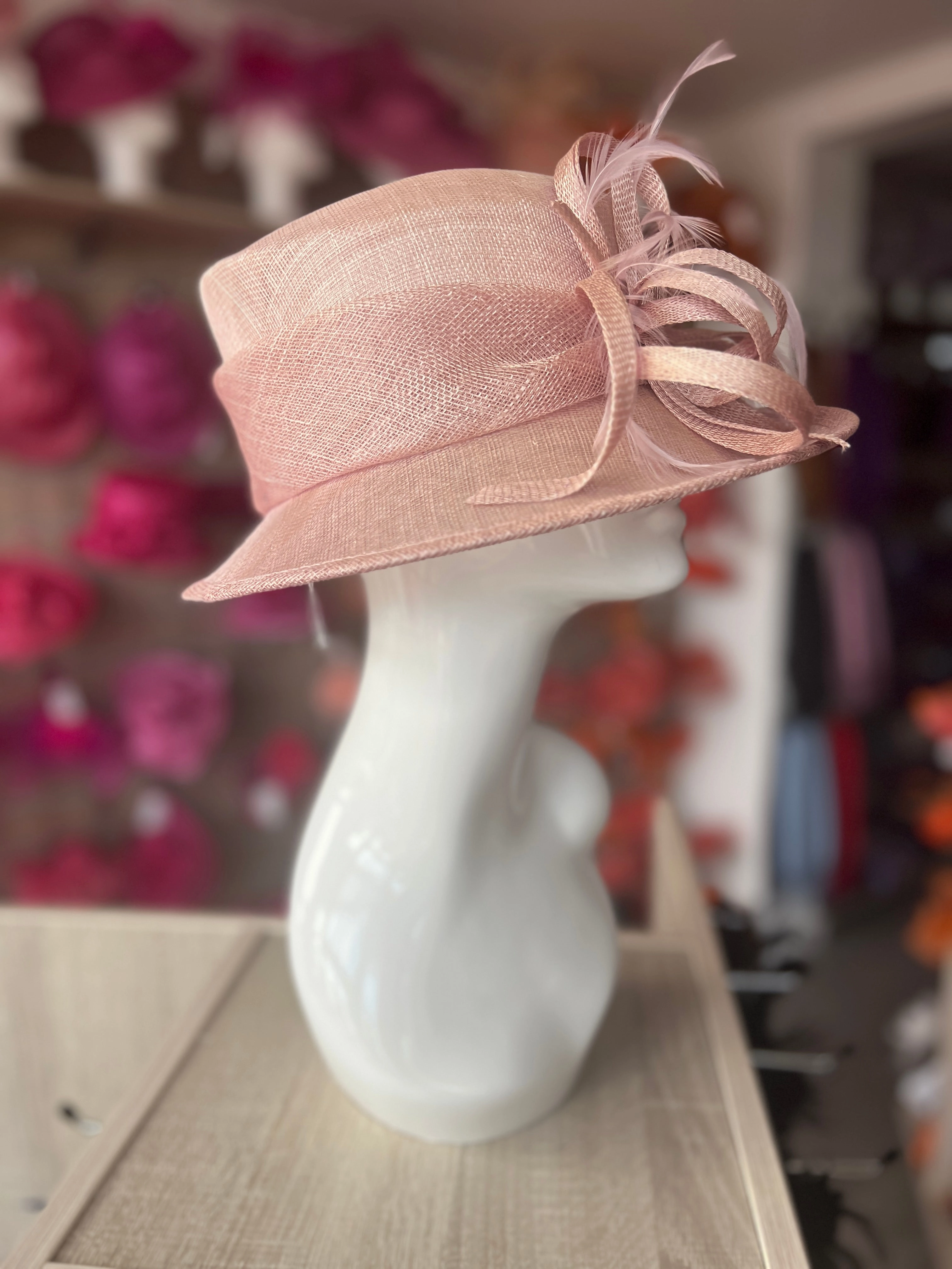 Short Brim Dusky Pink Occasion Hat