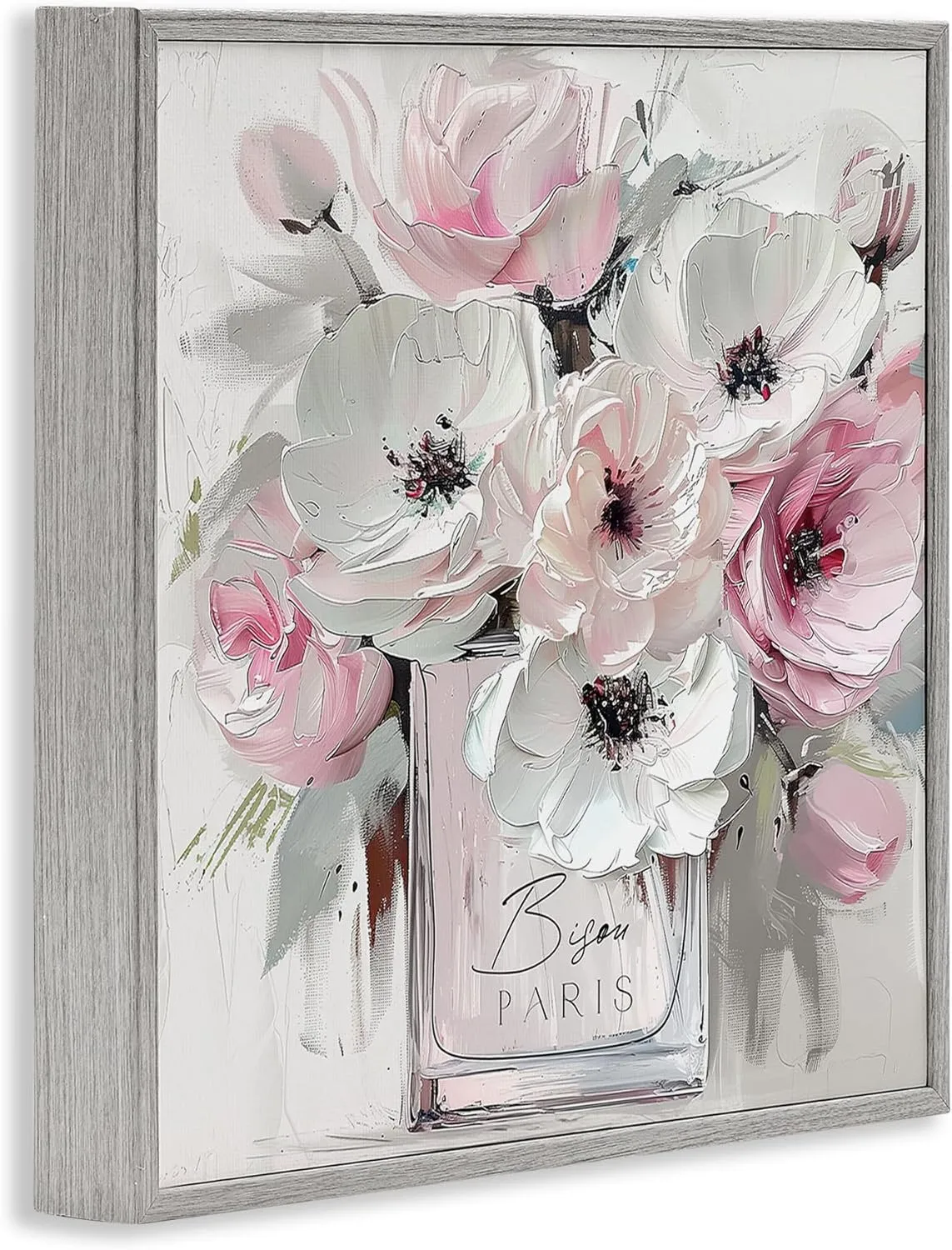 Stupell Industries Blush Pink Bisou Bouquet Gray Framed Giclee Art Design by Annabelle Hall, 12 x 12