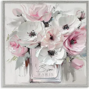 Stupell Industries Blush Pink Bisou Bouquet Gray Framed Giclee Art Design by Annabelle Hall, 12 x 12