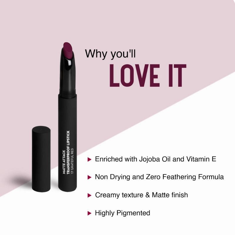 SUGAR Matte Attack Transferproof Lipstick - 03 The Grandberries (Dark Berry) (2g)
