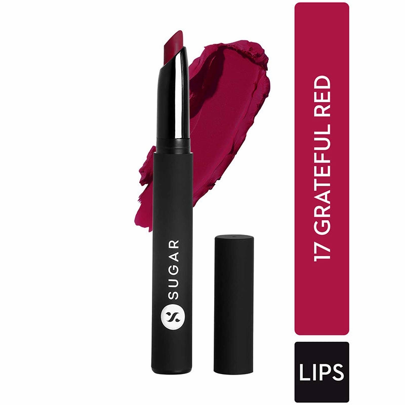 SUGAR Matte Attack Transferproof Lipstick - 17 Grateful Red (Bluish Red/Cool-Toned Red) (2gm)