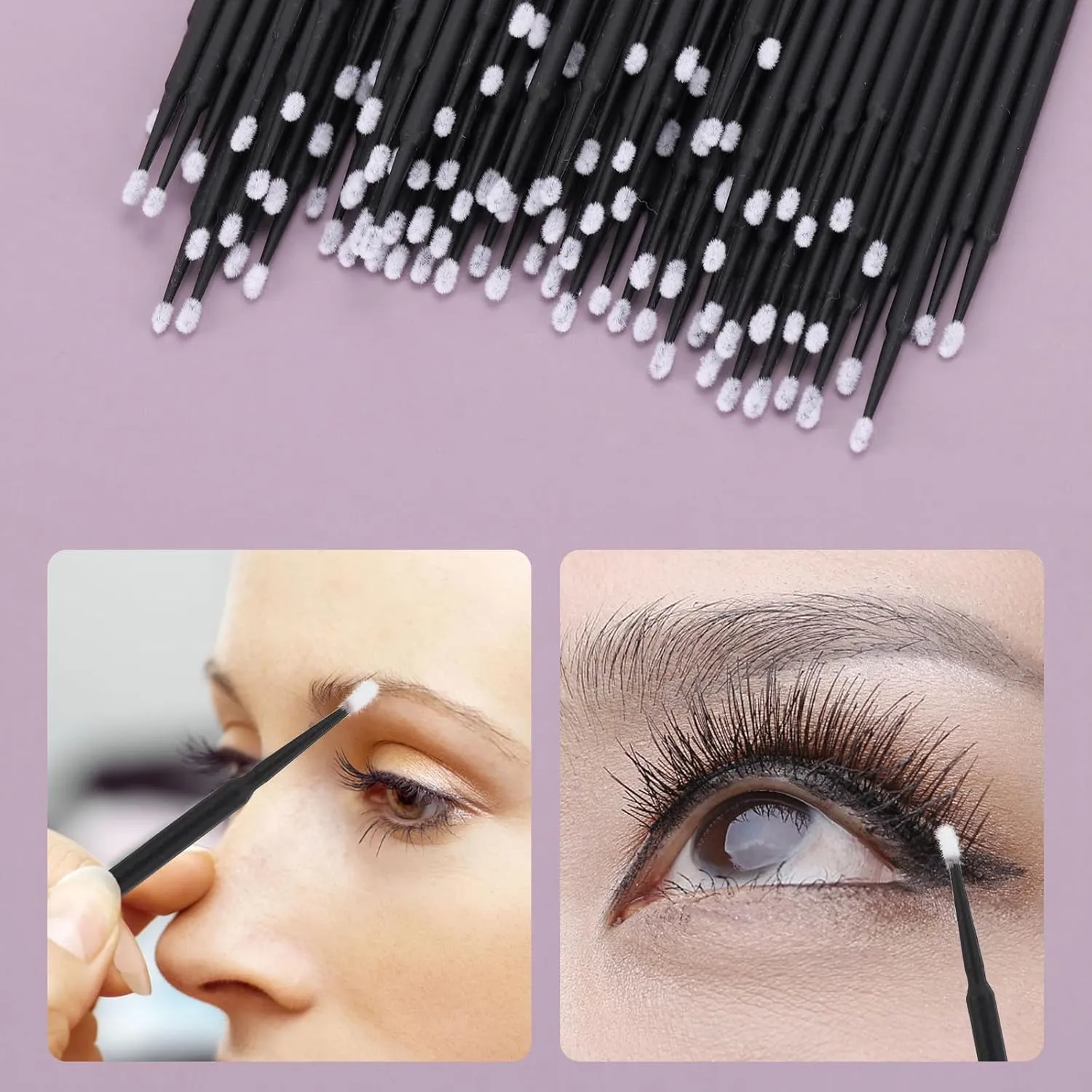 Tbestmax 2000 Pcs Micro Applicator Brush, Micro Swabs, Disposable Eye Lashes Mascara Wands for Eyelash Extension - Black