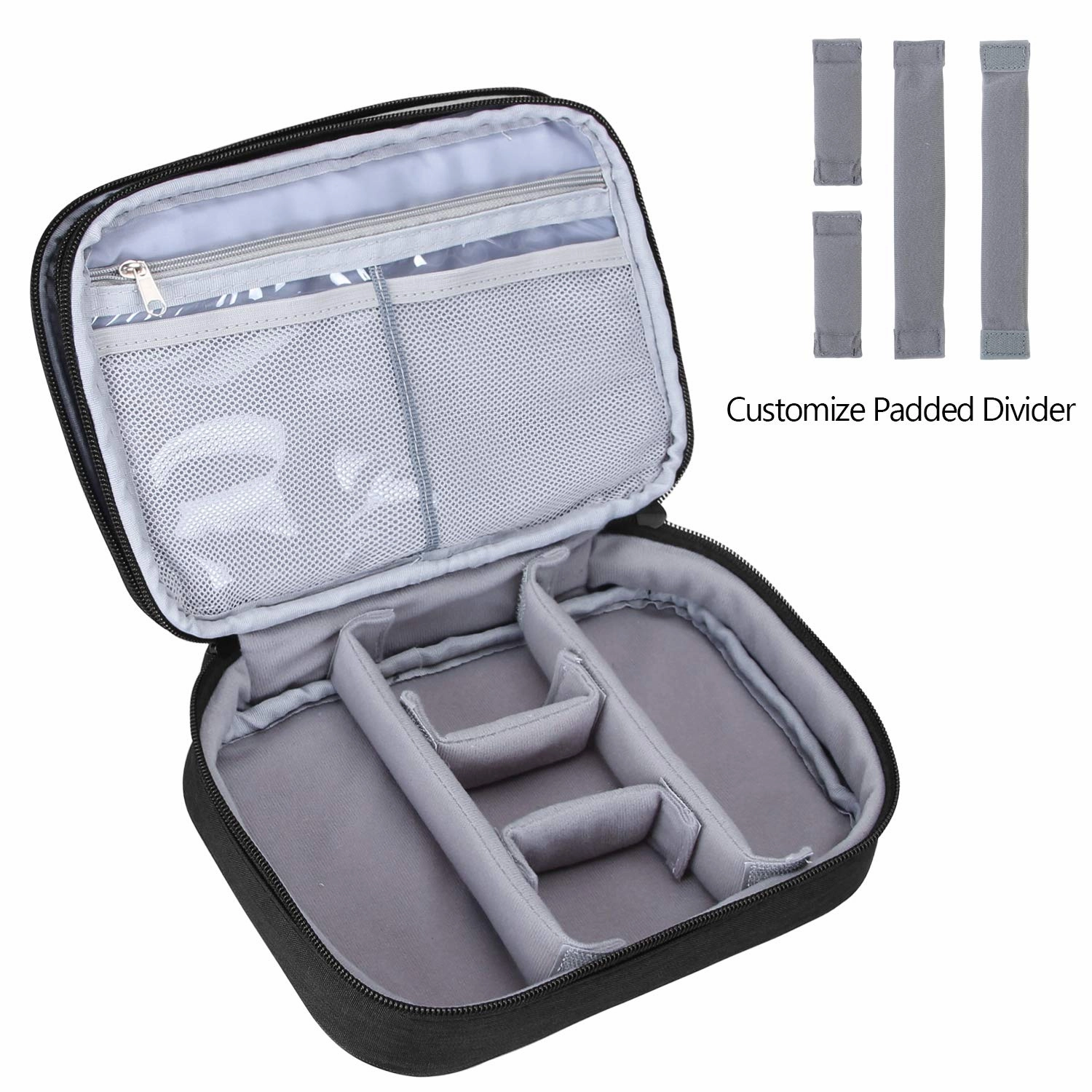 Teamoy Travel Makeup Brush Case(up to 8.8"), Professional Makeup Train Organizer Bag with Handle Strap for Makeup Brushes and Makeup Essentials-Medium, Black(No Accessories Included)