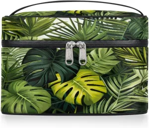 Toiletry Bags Tropical Palm Trees Large Capacity Travel Makeup Organizer Case, Jungle Plants Portable Toiletry Bag for Women Makeup Brush Bag Storage Bag