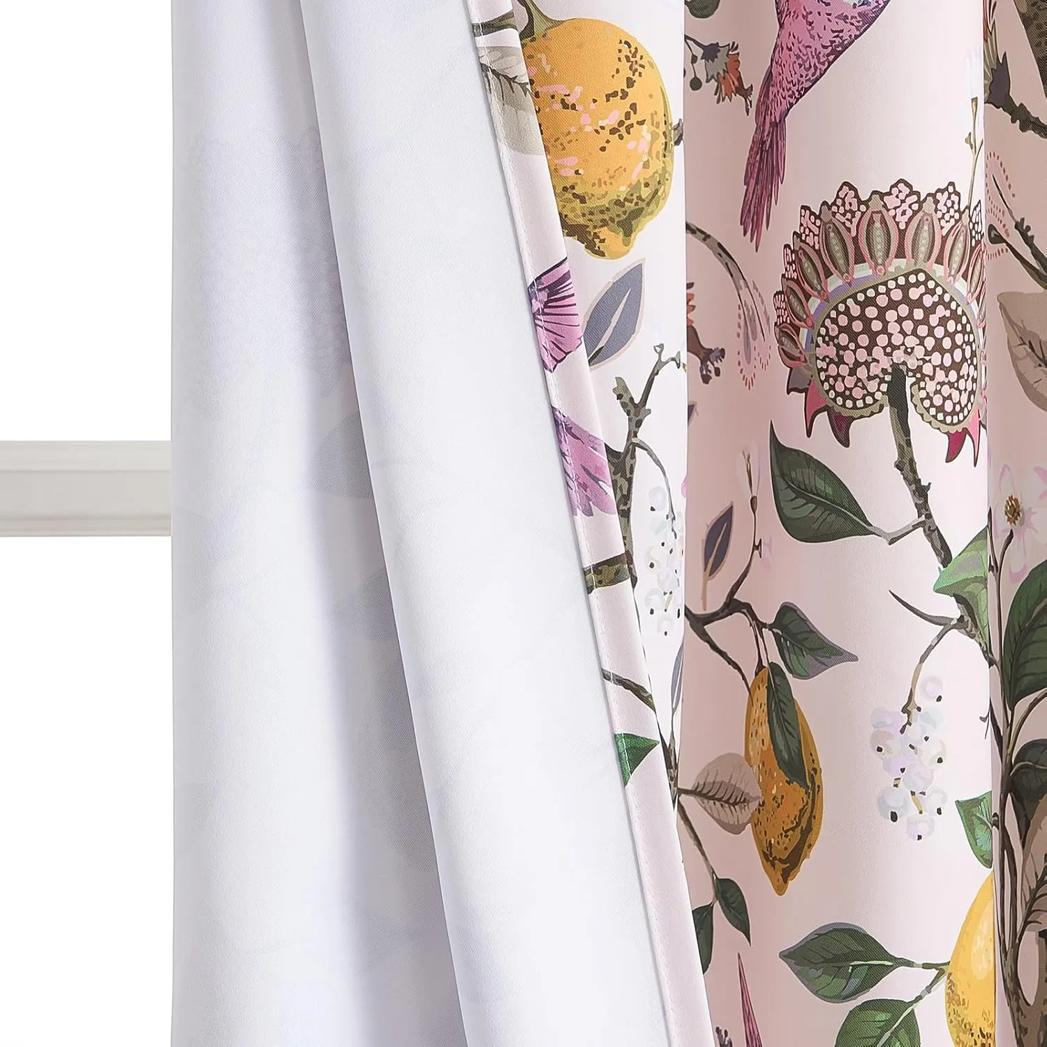 Topfinel Floral Curtains 84 Inch Length 2 Panels Set Pink Spring French Country Coquette Flower Hummingbird Blush Pink Blackout Curtains Preppy Nursery Girls Bedroom Aesthetic Living Dining Room