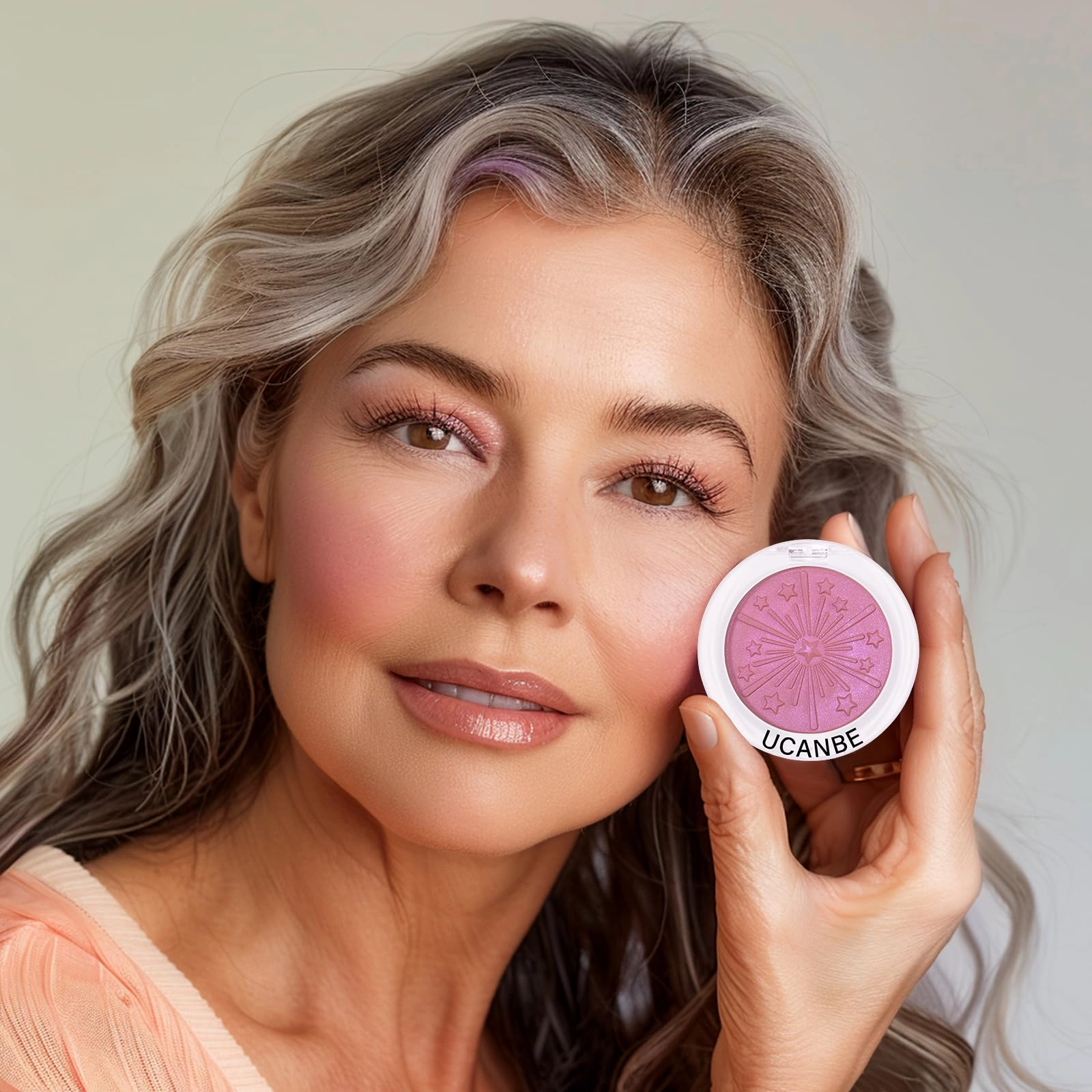 UCANBE Baked Blush for Cheek, Glow Blushing Palette - Seamless Silky Blendable Powder Blush Makeup Palette, Delivering Long Last Natural Ruddy Complexion, 03 Peony