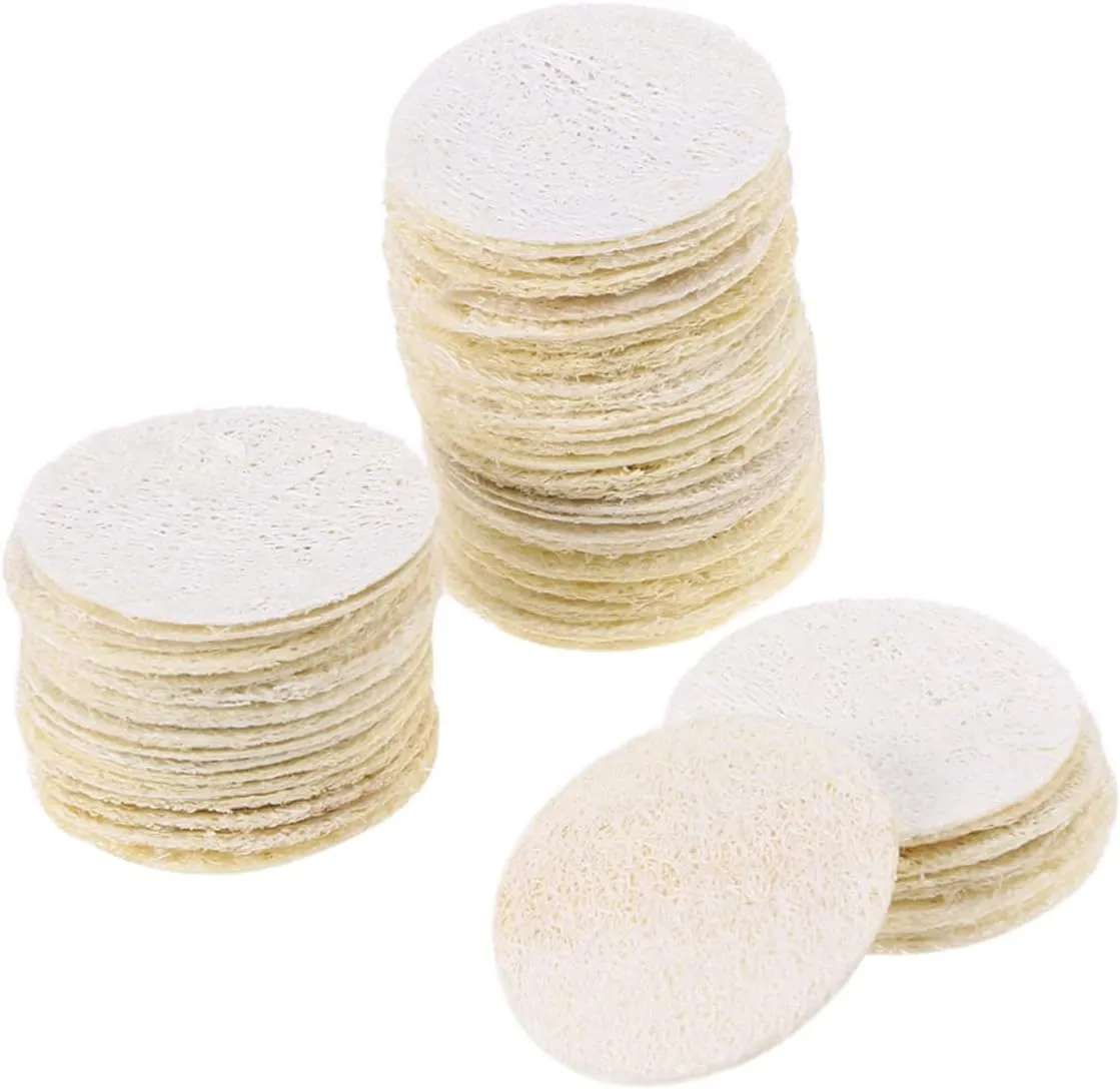 VALICLUD 50 Pcs Loofah Facial Wash Pads Reusable Exfoliating Scrubbing Sponges for Makeup Removal Cleansing for Skin Care for Travel and Daily Use