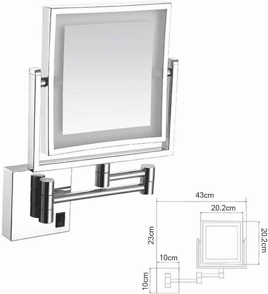 Vanity Mirror with Lights, Makeup Mirror Wall Mount Bathroom Mirror 8inch 3X Magnification Cosmetic Mirror Double Sided Shaving in Bedroom,Black_Powered by Plug (Black Hardwired Connection)