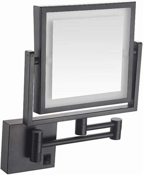 Vanity Mirror with Lights, Makeup Mirror Wall Mount Bathroom Mirror 8inch 3X Magnification Cosmetic Mirror Double Sided Shaving in Bedroom,Black_Powered by Plug (Black Hardwired Connection)