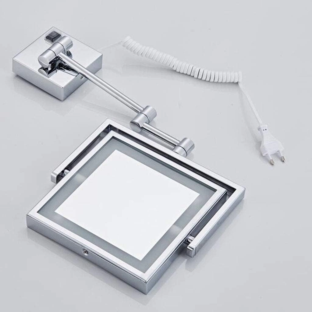 Vanity Mirror with Lights, Makeup Mirror Wall Mount Bathroom Mirror 8inch 3X Magnification Cosmetic Mirror Double Sided Shaving in Bedroom,Black_Powered by Plug (Black Hardwired Connection)