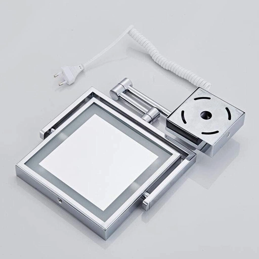 Vanity Mirror with Lights, Makeup Mirror Wall Mount Bathroom Mirror 8inch 3X Magnification Cosmetic Mirror Double Sided Shaving in Bedroom,Black_Powered by Plug (Black Hardwired Connection)