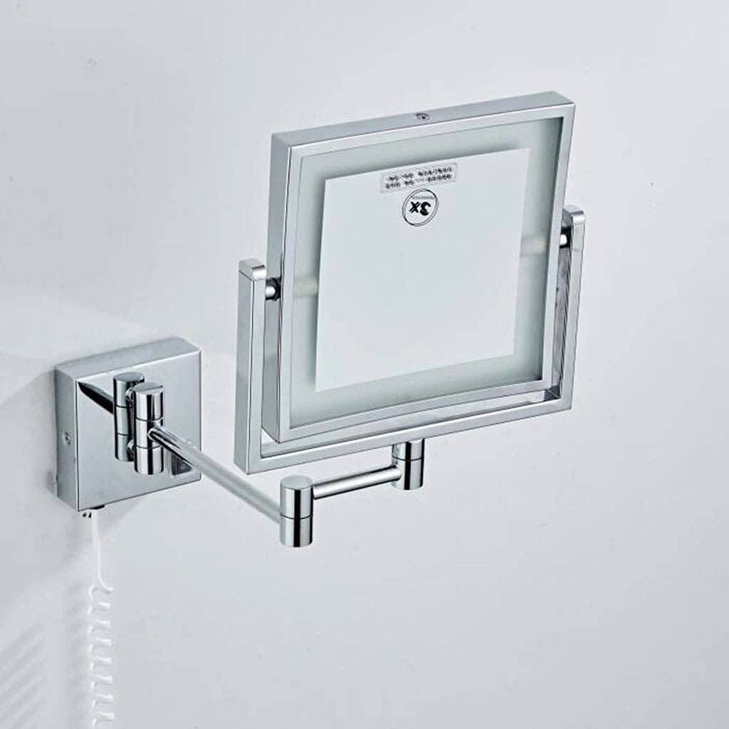 Vanity Mirror with Lights, Makeup Mirror Wall Mount Bathroom Mirror 8inch 3X Magnification Cosmetic Mirror Double Sided Shaving in Bedroom,Black_Powered by Plug (Black Hardwired Connection)