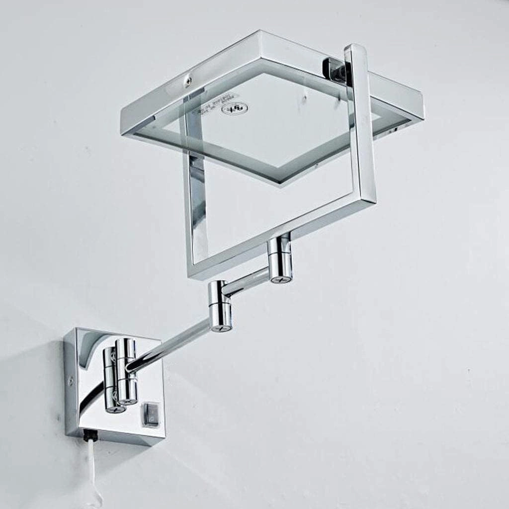 Vanity Mirror with Lights, Makeup Mirror Wall Mount Bathroom Mirror 8inch 3X Magnification Cosmetic Mirror Double Sided Shaving in Bedroom,Black_Powered by Plug (Black Hardwired Connection)