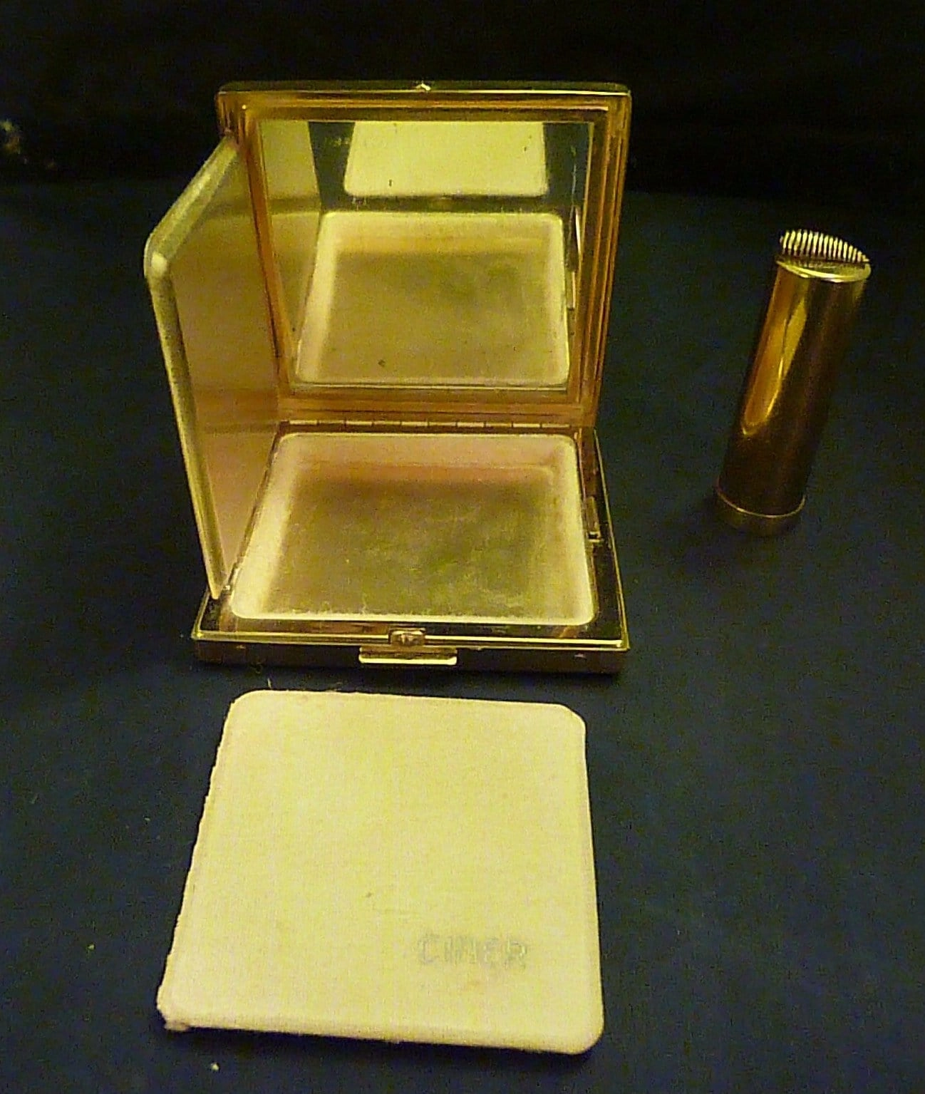 Vintage Ciner Art Deco Compact & Lipstick